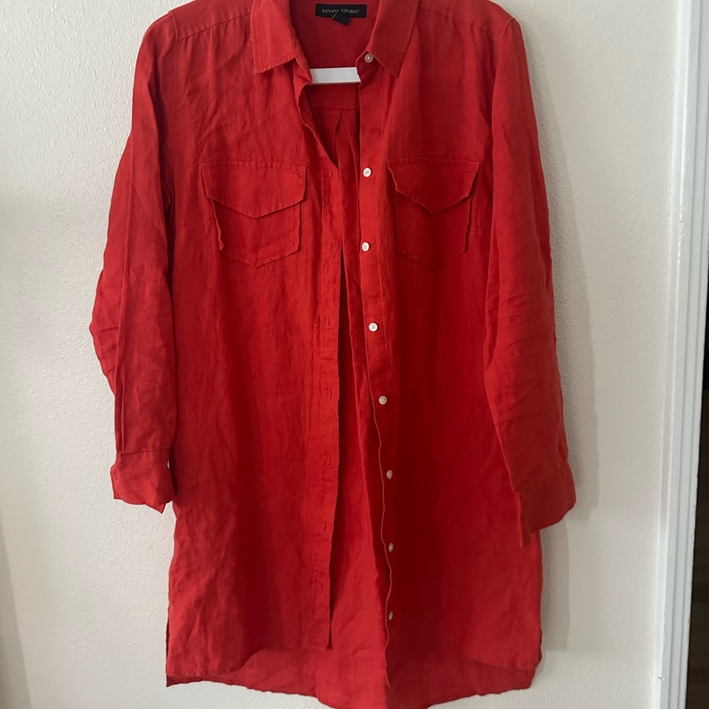 Banana Republic Red Garment 100 % linen